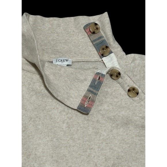 J.Crew Factory Beige Button Collar Fleece Sweatshirt Pullover Size M - Picture 6 of 8